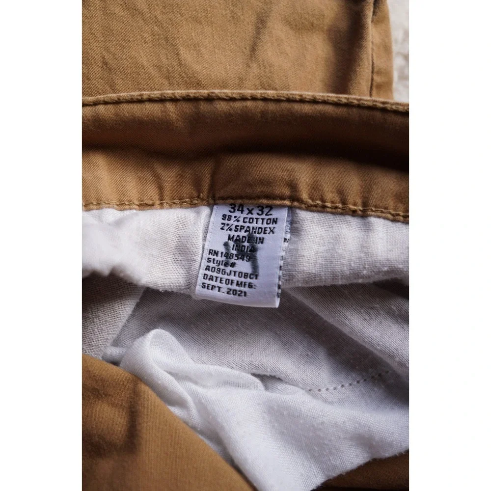 COLOURS Alexander Julian Mens Khaki Straight Leg Jeans 34x32 Denim Stretch